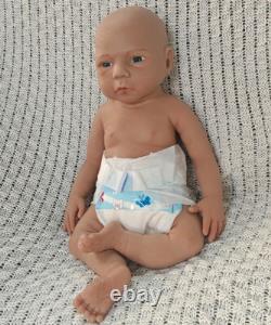 45cm Brown Skin Reborn Baby Dolls 3kg Full Body Silicone Newborn Baby Dolls #Boy