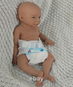 45cm Brown Skin Reborn Baby Dolls 3kg Full Body Silicone Newborn Baby Dolls #Boy