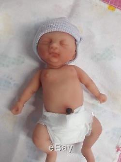 7 Painted Micro Preemie Full Body Silicone Baby Girl Doll Tobi