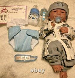 AWW! BABY BOY CUTIE! Preemie Life Like Reborn Pacifier Doll + Extras