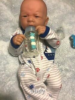 AWW! BABY BOY DREAMER! Preemie Life Like Reborn Pacifier Doll + Extras