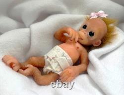 Artists Made Soft Silicone Miniature Full Body Baby Girl Monkey Doll 7.5