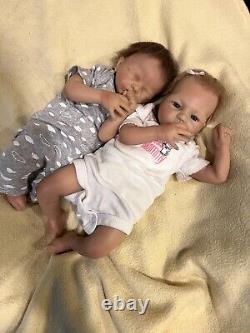 Ashton Drakes Donna Lee Madison and Mason Posable Reborn Baby Twins Doll Set