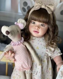 Assembled 26inch Pretty Girl Reborn Baby Doll Toddler Hand-Rooted Hair Toy Gift