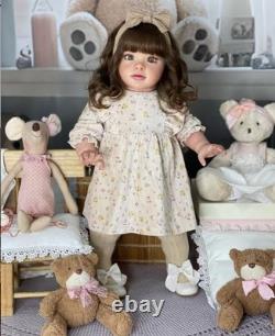 Assembled 26inch Pretty Girl Reborn Baby Doll Toddler Hand-Rooted Hair Toy Gift