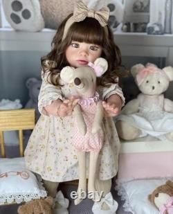 Assembled 26inch Pretty Girl Reborn Baby Doll Toddler Hand-Rooted Hair Toy Gift