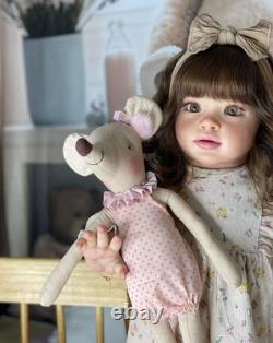 Assembled 26inch Pretty Girl Reborn Baby Doll Toddler Hand-Rooted Hair Toy Gift