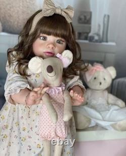 Assembled 26inch Pretty Girl Reborn Baby Doll Toddler Hand-Rooted Hair Toy Gift