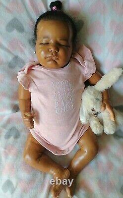 Beautiful Black Sleeping Reborn Baby Doll Ethnic Girl Need Some Tlc