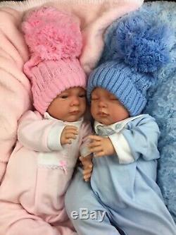 Beautiful Newborn Reborn Baby Boy/girl Twins Bobble Hat A E