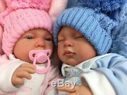 Beautiful Newborn Reborn Baby Boy/girl Twins Bobble Hat A E