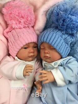 Beautiful Newborn Reborn Baby Boy/girl Twins Bobble Hat A E