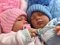 Beautiful Newborn Reborn Baby Boy/girl Twins Bobble Hat A E