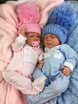 Beautiful Newborn Reborn Baby Boy/girl Twins Bobble Hat A E