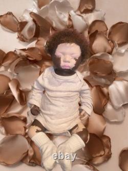 Beautiful full body silicone Black Reborn Baby Boy with Vitiligo