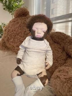 Beautiful full body silicone Black Reborn Baby Boy with Vitiligo
