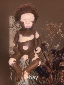 Beautiful full body silicone Black Reborn Baby Boy with Vitiligo