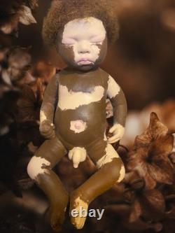 Beautiful full body silicone Black Reborn Baby Boy with Vitiligo