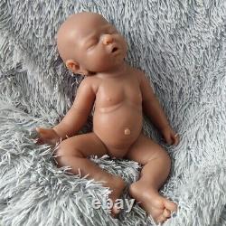 Brown 17Sleeping Baby Girl Reborn Baby Doll head can be rotated Floppy Silicone