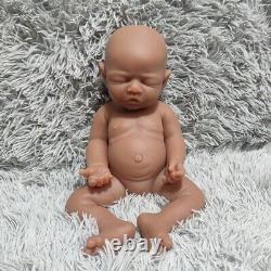 Brown 17Sleeping Baby Girl Reborn Baby Doll head can be rotated Floppy Silicone