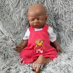 Brown 17Sleeping Baby Girl Reborn Baby Doll head can be rotated Floppy Silicone