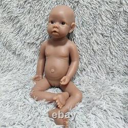 Brown Newborn Girl 19 inch full body silicone reborn baby doll head turnable