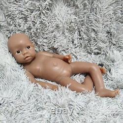 Brown Newborn Girl 19 inch full body silicone reborn baby doll head turnable