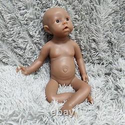 Brown Newborn Girl 19 inch full body silicone reborn baby doll head turnable