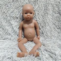 Brown Newborn Girl 19 inch full body silicone reborn baby doll head turnable