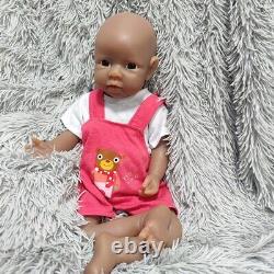 Brown Newborn Girl 19 inch full body silicone reborn baby doll head turnable