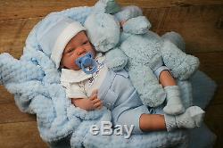 Butterfly Babies Stunning Reborn Boy Blue/white Collared Spanish Romper Celia