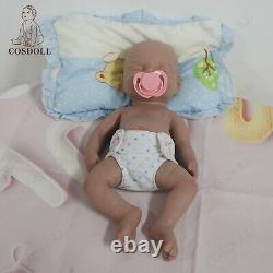 COSDOLL 15.5'' Full Soft Silicone Reborn Baby Doll Newborn Girl Doll Brown Skin