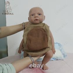 COSDOLL 18.5 Newborn Boy Reborn Baby Dolls Soft Silicone Brown Skin Baby Doll