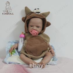 COSDOLL 18.5 Newborn Boy Reborn Baby Dolls Soft Silicone Brown Skin Baby Doll