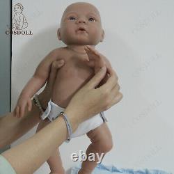 COSDOLL 18.5 Newborn Boy Reborn Baby Dolls Soft Silicone Brown Skin Baby Doll