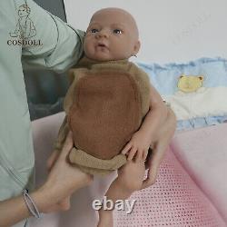 COSDOLL 18.5 Newborn Boy Reborn Baby Dolls Soft Silicone Brown Skin Baby Doll