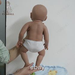 COSDOLL 18.5 Newborn Boy Reborn Baby Dolls Soft Silicone Brown Skin Baby Doll