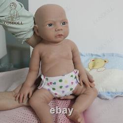 COSDOLL 18.5Brown Skin Reborn Baby Dolls Soft Silicone Girl Doll Open Eyes Doll