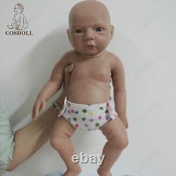 COSDOLL 18.5Brown Skin Reborn Baby Dolls Soft Silicone Girl Doll Open Eyes Doll