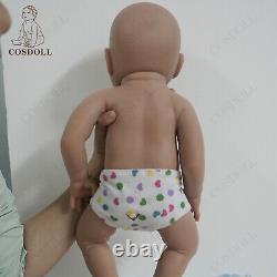 COSDOLL 18.5Brown Skin Reborn Baby Dolls Soft Silicone Girl Doll Open Eyes Doll