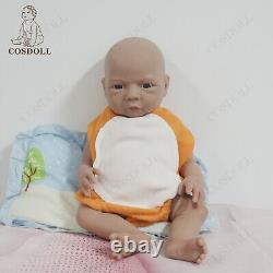 COSDOLL 18.5Brown Skin Reborn Baby Dolls Soft Silicone Girl Doll Open Eyes Doll