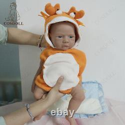 COSDOLL 18.5Brown Skin Reborn Baby Dolls Soft Silicone Girl Doll Open Eyes Doll