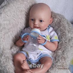 COSDOLL 18 Newborn Smile Girl Full Platinum Silicone Reborn Baby Doll Open Eyes