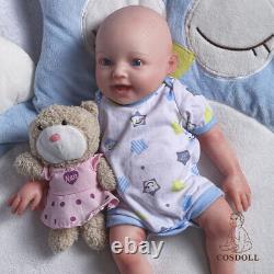 COSDOLL 18 Newborn Smile Girl Full Platinum Silicone Reborn Baby Doll Open Eyes