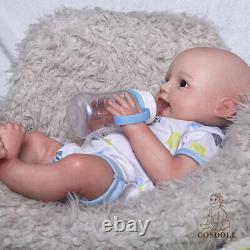 COSDOLL 18 Newborn Smile Girl Full Platinum Silicone Reborn Baby Doll Open Eyes