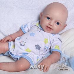 COSDOLL 18 Newborn Smile Girl Full Platinum Silicone Reborn Baby Doll Open Eyes