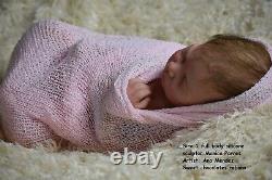 CUSTOM ORDER Silicone baby doll full body Sira with brown rooting hair