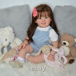 Cammi 28 Reborn Baby Doll Finished Toddler Girl with Rooted Hair Cloth Body Gifts