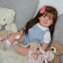Cammi 28 Reborn Baby Doll Finished Toddler Girl with Rooted Hair Cloth Body Gifts