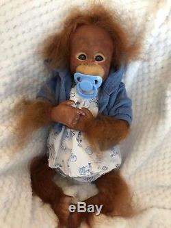 Cherish Dolls Reborn Baby Binki Girl Boy Orangutan Monkey Likelike Rooted Hair